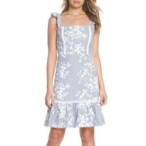 Sam Edelman Blue White Stripe Cotton Embroidered Dress NWT Size 0